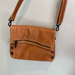Medium caramel brown leather Hammitt cross body purse